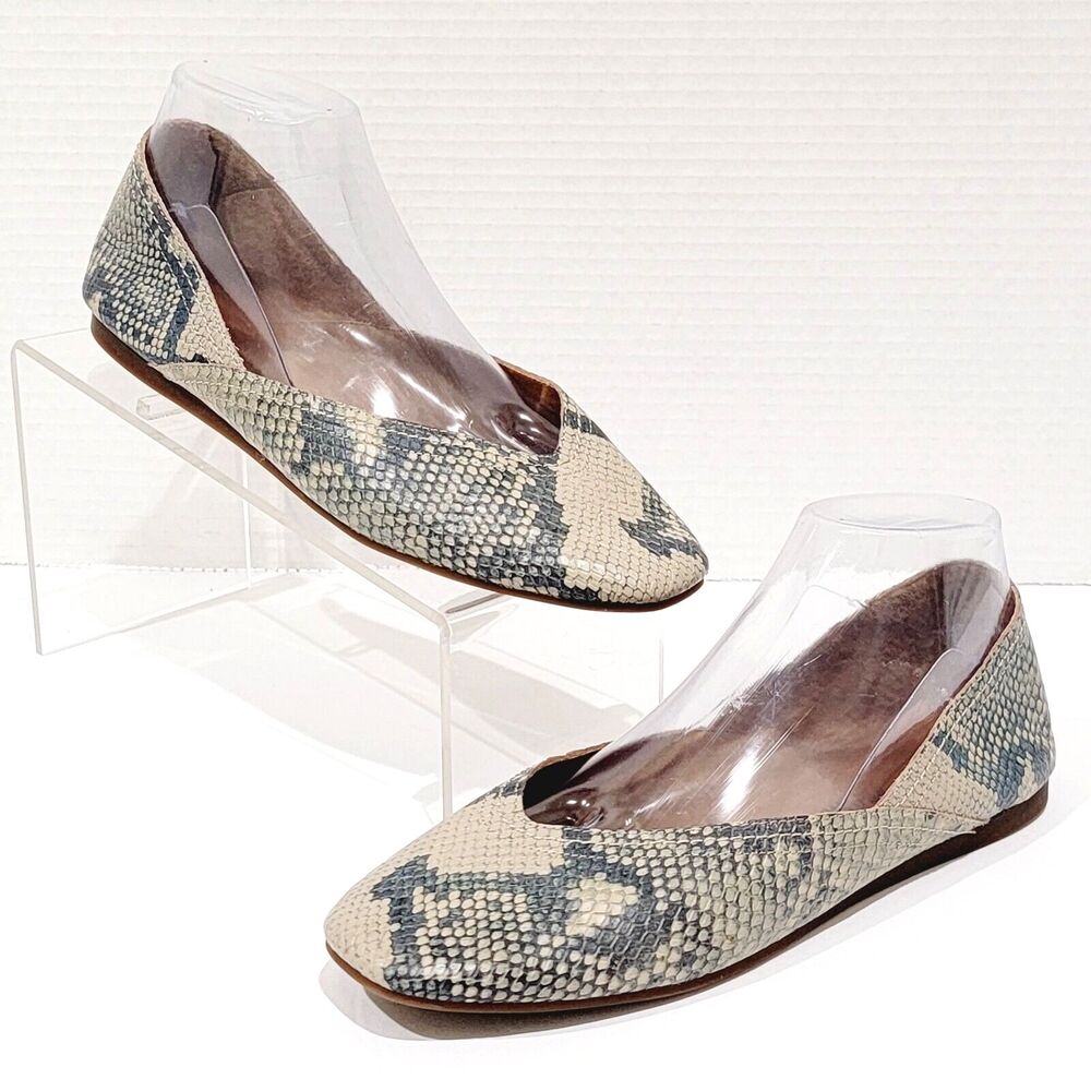 Lucky Brand Shoes Ballet Flats Womens Sz 8.5 Alba Chinchilla Slither Snake Print